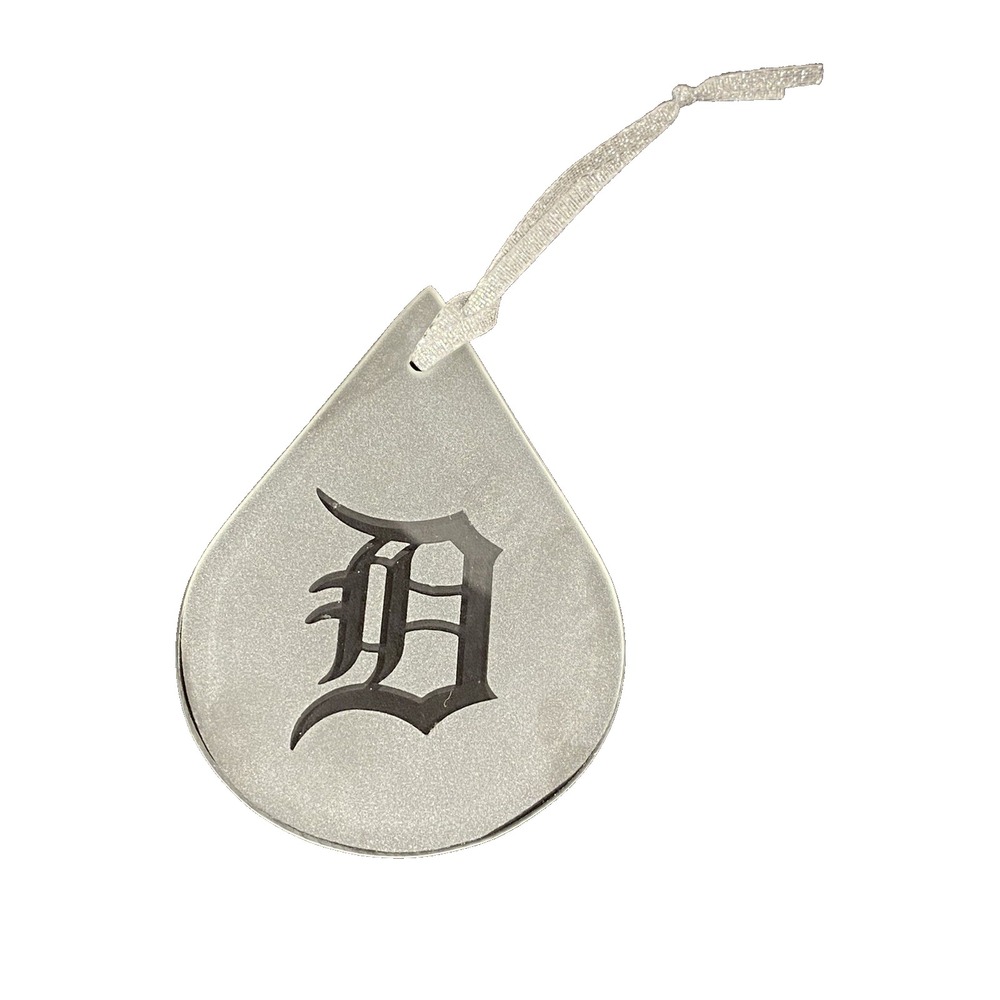 glass christmas tree ornament DETROIT D IN TEAR DROP